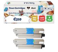 Compatible for Okidata OKI C310 Toner Cartridges Work for Okidata OKI C510dn C331dn C330dn C310dn MC562w Printers, with Chip, High Yield 3500 Pages, High-Definition Printing (2 Pack Black)