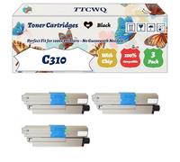 Compatible for Okidata OKI C310 Toner Cartridges Work for Okidata OKI MC561dn MC361dn MC352dn MC352 Printers, with Chip, High Yield 3500 Pages, High-Definition Printing (3 Pack Black)