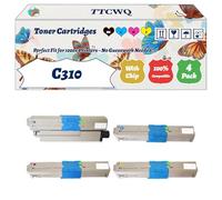 Compatible for Okidata OKI C310 Toner Cartridges Work for Okidata OKI MC561dn MC361dn MC352dn MC352 Printers, with Chip, High Yield 3500 Pages, High-Definition Printing (4-Pack BK/C/M/Y)
