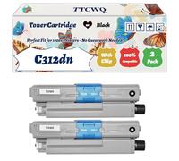 Compatible for Okidata OKI C312dn Toner Cartridge Work for Okidata OKI C301dn C321dn MC332dn Printers, with Chip, High Yield 3200 Pages, High-Definition Printing (2 Pack Black)