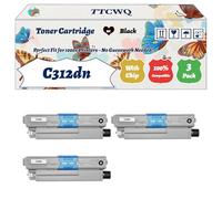Compatible for Okidata OKI C312dn Toner Cartridge Work for Okidata OKI C301dn C321dn MC332dn Printers, with Chip, High Yield 3200 Pages, High-Definition Printing (3 Pack Black)