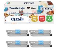 Compatible for Okidata OKI C312dn Toner Cartridge Work for Okidata OKI C301dn C321dn MC332dn Printers, with Chip, High Yield 3200 Pages, High-Definition Printing (4 Pack Black)