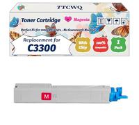 Compatible for Okidata OKI C3300 Toner Cartridge Work for Okidata OKI C3300 C3400 C3450 C3600 Printers, with Chip, High Yield 2500 Pages, High-Definition Printing (1 Pack Magenta)