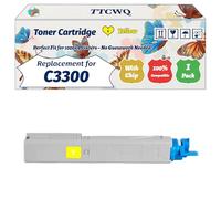 Compatible for Okidata OKI C3300 Toner Cartridge Work for Okidata OKI C3300 C3400 C3450 C3600 Printers, with Chip, High Yield 2500 Pages, High-Definition Printing (1 Pack Yellow)