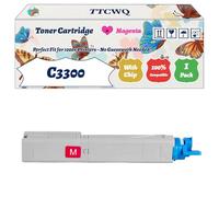 Compatible for Okidata OKI C3300 Toner Cartridge Work for Okidata OKI C3300 C3400 C3450 C3600 Printers, with Chip, High Yield 2500 Pages, High-Definition Printing (1 Pack Magenta)
