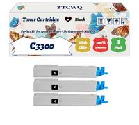 Compatible for Okidata OKI C3300 Toner Cartridge Work for Okidata OKI C3300 C3400 C3450 C3600 Printers, with Chip, High Yield 2500 Pages, High-Definition Printing (3 Pack Black)