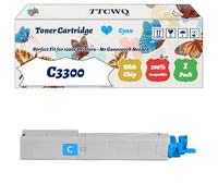 Compatible for Okidata OKI C3300 Toner Cartridge Work for Okidata OKI C3300 C3400 C3450 C3600 Printers, with Chip, High Yield 2500 Pages, High-Definition Printing (1 Pack Cyan)