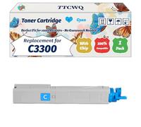 Compatible for Okidata OKI C3300 Toner Cartridge Work for Okidata OKI C3300 C3400 C3450 C3600 Printers, with Chip, High Yield 2500 Pages, High-Definition Printing (1 Pack Cyan)