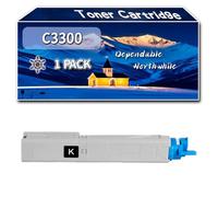 Compatible for Okidata OKI C3300 Toner Cartridge, Work for Okidata OKI C3300 C3400 C3450 C3600 Printers, Toner Cartridge 43459332 43459331 43459330 43459329 (1 Pack Black)