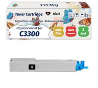 Compatible for Okidata OKI C3300 Toner Cartridge Work for Okidata OKI C3300 C3400 C3450 C3600 Printers, with Chip, High Yield 2500 Pages, High-Definition Printing (1 Pack Black)