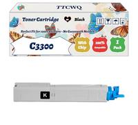 Compatible for Okidata OKI C3300 Toner Cartridge Work for Okidata OKI C3300 C3400 C3450 C3600 Printers, with Chip, High Yield 2500 Pages, High-Definition Printing (1 Pack Black)