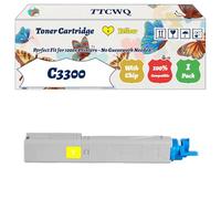 Compatible for Okidata OKI C3300 Toner Cartridge Work for Okidata OKI C3300 C3400 C3450 C3600 Printers, with Chip, High Yield 2500 Pages, High-Definition Printing (1 Pack Yellow)