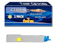Compatible for Okidata OKI C3300 Toner Cartridge, Work for Okidata OKI C3300 C3400 C3450 C3600 Printers, Toner Cartridge 43459332 43459331 43459330 43459329 (1 Pack Yellow)