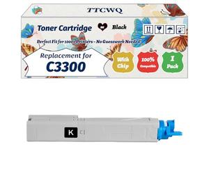 Compatible for Okidata OKI C3300 Toner Cartridge Work for Okidata OKI C3300 C3400 C3450 C3600 Printers, with Chip, High Yield 2500 Pages, High-Definition Printing (1 Pack Black)