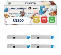 Compatible for Okidata OKI C3300 Toner Cartridges Work for Okidata OKI C3300 C3400 C3400n C3450 C3600 Printers, with Chip, High Yield 3500 Pages, High-Definition Printing (4 Pack Black)