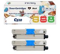 Compatible for Okidata OKI C510 Toner Cartridges Work for Okidata OKI C530dn MC561dn C510dn Printers, with Chip, High Yield 5000 Pages, High-Definition Printing (2 Pack Black)