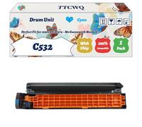 Compatible for Okidata OKI C532 Drum Unit Work for Okidata OKI C532dn C542dn MC563dn MC573dn Printers, with Chip, High Yield 40000 Pages, High-Definition Printing (1 Pack Cyan)