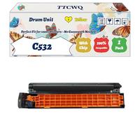 Compatible for Okidata OKI C532 Drum Unit Work for Okidata OKI C532dn C542dn MC563dn MC573dn Printers, with Chip, High Yield 40000 Pages, High-Definition Printing (1 Pack Yellow)