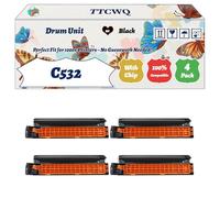 Compatible for Okidata OKI C532 Drum Unit Work for Okidata OKI C532dn C542dn MC563dn MC573dn Printers, with Chip, High Yield 40000 Pages, High-Definition Printing (4 Pack Black)