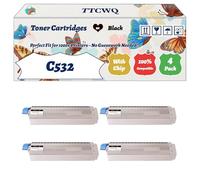 Compatible for Okidata OKI C532 Toner Cartridges Work for Okidata OKI C532dn C542dn MC563dn MC573dn Printers, with Chip, High Yield 7000 Pages, High-Definition Printing (4 Pack Black)