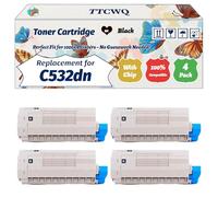Compatible for Okidata OKI C532dn Toner Cartridge Work for Okidata OKI C532DN MC563DN C542DN MC563dnw C542dnw Printers (4 Pack Black)