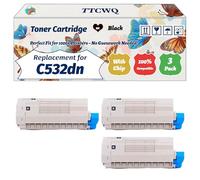 Compatible for Okidata OKI C532dn Toner Cartridge Work for Okidata OKI C532DN MC563DN C542DN MC563dnw C542dnw Printers (3 Pack Black)