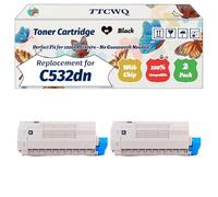 Compatible for Okidata OKI C532dn Toner Cartridge Work for Okidata OKI C532DN MC563DN C542DN MC563dnw C542dnw Printers (2 Pack Black)
