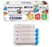 Compatible for Okidata OKI C532dn Toner Cartridge Work for Okidata OKI C532DN MC563DN C542DN MC563dnw C542dnw Printers (4-Pack BK/C/M/Y)