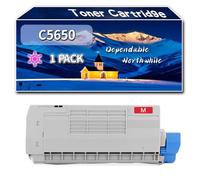 Compatible for Okidata OKI C5650 Toner Cartridge, Work for Okidata OKI C5650 C5750 Printers, Toner Cartridge 43865708 43381907 43381906 43381905 (1 Pack Magenta)
