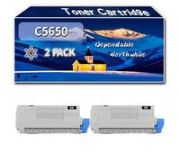 Compatible for Okidata OKI C5650 Toner Cartridge, Work for Okidata OKI C5650 C5750 Printers, Toner Cartridge 43865708 43381907 43381906 43381905 (2 Pack Black)