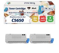 Compatible for Okidata OKI C5650 Toner Cartridge Work for Okidata OKI C5650 C5750 Printers, with Chip, High Yield 8000 Pages, High-Definition Printing (2 Pack Black)