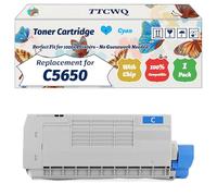 Compatible for Okidata OKI C5650 Toner Cartridge Work for Okidata OKI C5650 C5750 Printers, with Chip, High Yield 8000 Pages, High-Definition Printing (1 Pack Cyan)