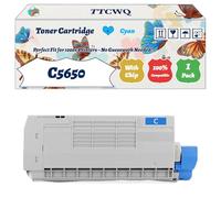 Compatible for Okidata OKI C5650 Toner Cartridge Work for Okidata OKI C5650 C5750 Printers, with Chip, High Yield 8000 Pages, High-Definition Printing (1 Pack Cyan)