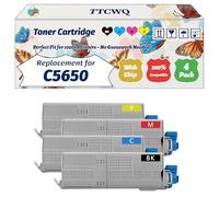 Compatible for Okidata OKI C5650 Toner Cartridge Work for Okidata OKI C5650 C5750 Printers, with Chip, High Yield 8000 Pages, High-Definition Printing (4-Pack BK/C/M/Y)