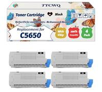 Compatible for Okidata OKI C5650 Toner Cartridge Work for Okidata OKI C5650 C5750 Printers, with Chip, High Yield 8000 Pages, High-Definition Printing (4 Pack Black)