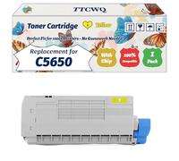 Compatible for Okidata OKI C5650 Toner Cartridge Work for Okidata OKI C5650 C5750 Printers, with Chip, High Yield 8000 Pages, High-Definition Printing (1 Pack Yellow)