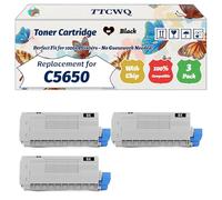 Compatible for Okidata OKI C5650 Toner Cartridge Work for Okidata OKI C5650 C5750 Printers, with Chip, High Yield 8000 Pages, High-Definition Printing (3 Pack Black)