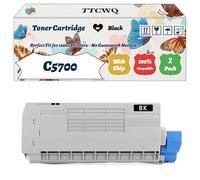 Compatible for Okidata OKI C5700 Toner Cartridge Work for Okidata OKI C5600 C5700 Printers, with Chip, High Yield 6000 Pages, High-Definition Printing (1 Pack Black)