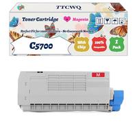 Compatible for Okidata OKI C5700 Toner Cartridge Work for Okidata OKI C5600 C5700 Printers, with Chip, High Yield 6000 Pages, High-Definition Printing (1 Pack Magenta)