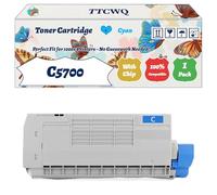 Compatible for Okidata OKI C5700 Toner Cartridge Work for Okidata OKI C5600 C5700 Printers, with Chip, High Yield 6000 Pages, High-Definition Printing (1 Pack Cyan)