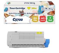 Compatible for Okidata OKI C5700 Toner Cartridge Work for Okidata OKI C5600 C5700 Printers, with Chip, High Yield 6000 Pages, High-Definition Printing (1 Pack Yellow)