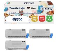 Compatible for Okidata OKI C5700 Toner Cartridge Work for Okidata OKI C5600 C5700 Printers, with Chip, High Yield 6000 Pages, High-Definition Printing (3 Pack Black)