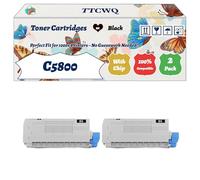 Compatible for Okidata OKI C5800 Toner Cartridges Work for Okidata OKI C5900 C5800 C5550 MFP Printers, with Chip, High Yield 7000 Pages, High-Definition Printing (2 Pack Black)
