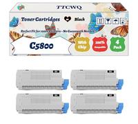 Compatible for Okidata OKI C5800 Toner Cartridges Work for Okidata OKI C5900 C5800 C5550 MFP Printers, with Chip, High Yield 7000 Pages, High-Definition Printing (4 Pack Black)