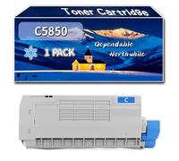 Compatible for Okidata OKI C5850 Toner Cartridge, Work for Okidata OKI C5850 C5950 MC560 Printers, Toner Cartridge 43865724 43865723 43865722 43865721 (1 Pack Cyan)