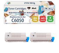 Compatible for Okidata OKI C6050 Toner Cartridges Work for Okidata OKI C6050dn C6050n C6000dn C6000n Printers, with Chip, High Yield 5000 Pages, High-Definition Printing (2 Pack Black)