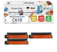 Compatible for Okidata OKI C610 Drum Unit Work for Okidata OKI C610 C610dn C610dtn Printers, with Chip, High Yield 20000 Pages, High-Definition Printing (3 Pack Black)