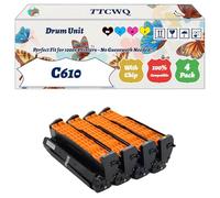 Compatible for Okidata OKI C610 Drum Unit Work for Okidata OKI C610 C610dtn C610dn Printers, with Chip, High Yield 20000 Pages, High-Definition Printing (4-Pack BK/C/M/Y)
