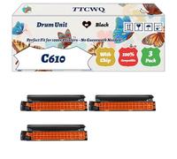 Compatible for Okidata OKI C610 Drum Unit Work for Okidata OKI C610cdn C610dn C610dtn C610n Printers, with Chip, High Yield 20000 Pages, High-Definition Printing (3 Pack Black)