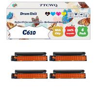 Compatible for Okidata OKI C610 Drum Unit Work for Okidata OKI C610cdn C610dn C610dtn C610n Printers, with Chip, High Yield 20000 Pages, High-Definition Printing (4-Pack BK/C/M/Y)